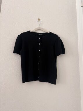 Kourt Black Short Sleeve Button Cardigan